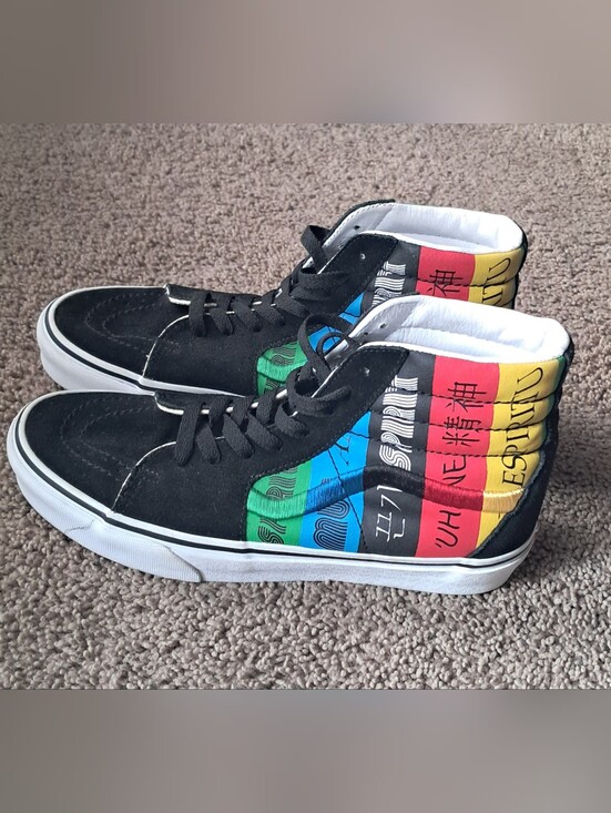Vans Other - Vans Black High-Top Sneakers with Blue Green Red Yellow Panels